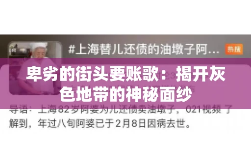 卑劣的街头要账歌：揭开灰色地带的神秘面纱