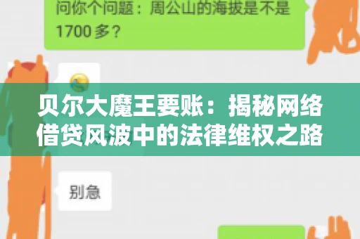 贝尔大魔王要账：揭秘网络借贷风波中的法律维权之路