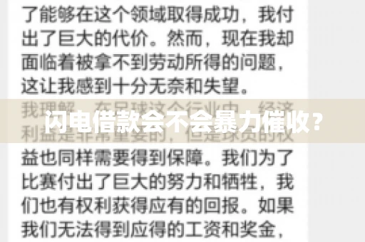 闪电借款会不会暴力催收？